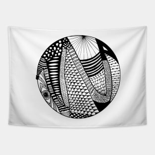 Snake Eye Zentangle Circle Tapestry