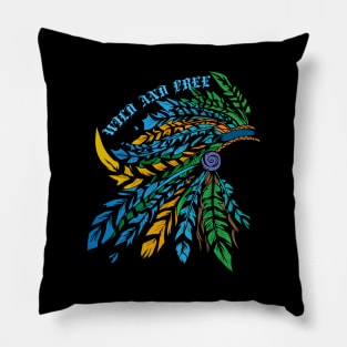 Colored Feather: WILD AND FREE Pillow