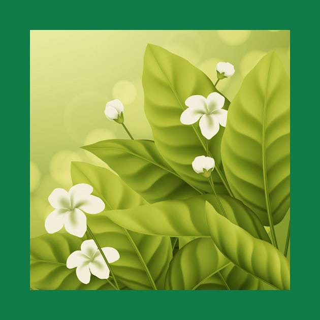 Yellow Green White Flowers by Tshirtstory