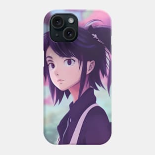 Beaux Animes Art  Manga Anime Girl in Purple and blue illustration Design Phone Case