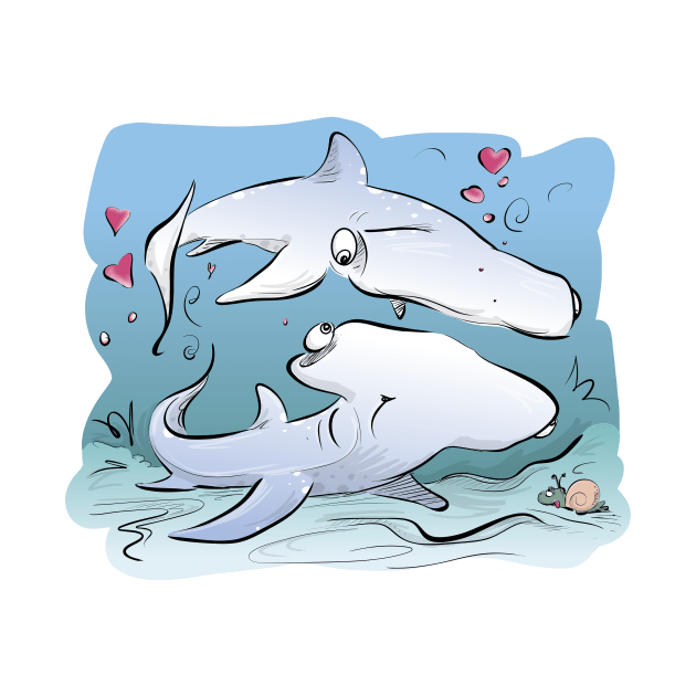 Hammerhead Couple (Color) by Jason's Doodles