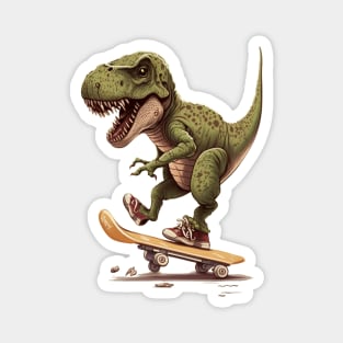 Skateboarding T-rex Dinosaur Magnet