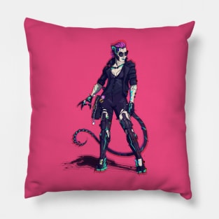 cyberpunk catwoman Pillow