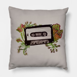 Vintage cassette tape with carnivorous plants Pillow