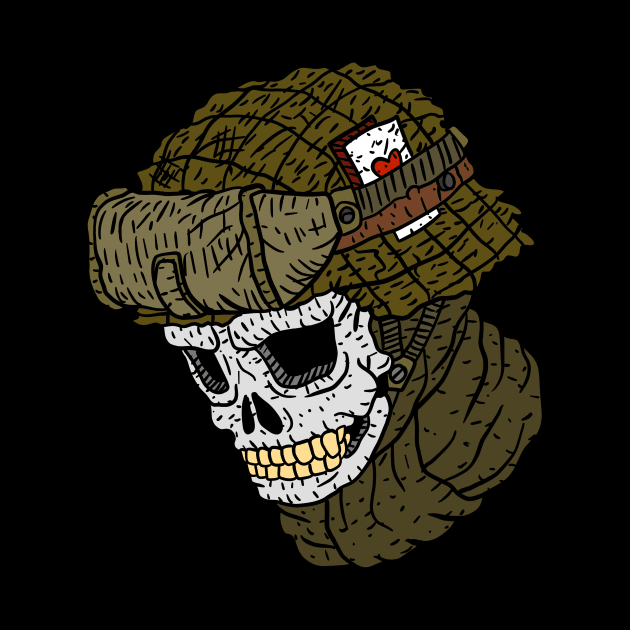 skull soldier. ww2. hand drawn illustration. by JJadx
