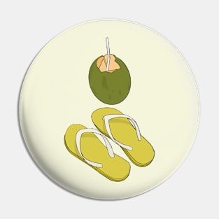 Slippers and coconut water Pin