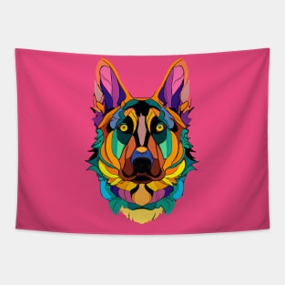 Alsatian Dog Stained Glass Design Tapestry