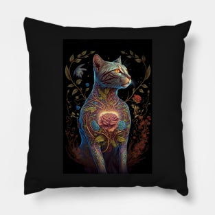 floral cat 3 Pillow