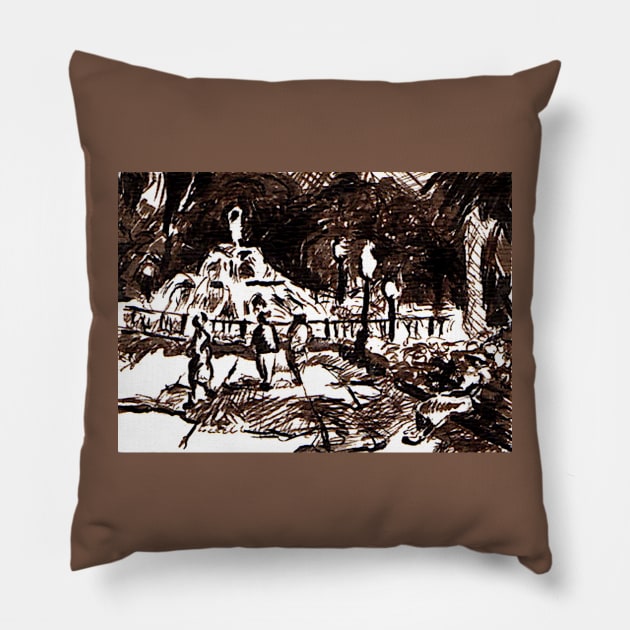 Savannah, Georgia Forsyth Park Fountain Pillow by DonWillisJrArt