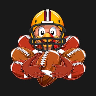 Funny Turkey Football Player Thanksgiving Fall Autumn Boys T-Shirt