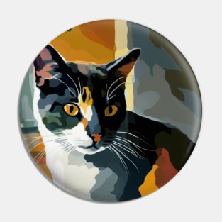 Oil Painting of Calico Cat Pin