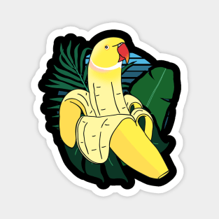 Banana Indian Ringneck - forest background Magnet