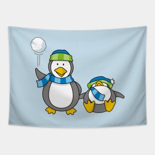 Snowballing Penguins Tapestry