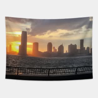 Sunset at Battery Park City, Manhattan Tapestry