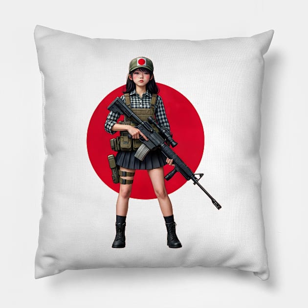 Tactical Girl Pillow by Rawlifegraphic