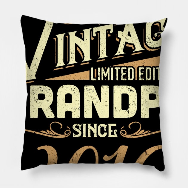 Vintage Grandpa Since 2016 Funny Man Myth Legend Daddy Pillow by johnbbmerch