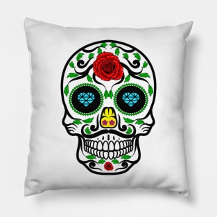 Mexican sugar skull with mustache Pillow