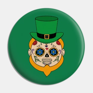 St Patrick Sugar Skull Pin