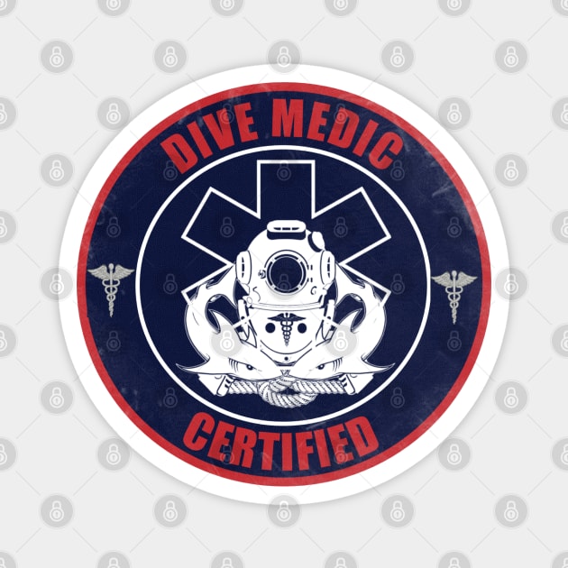 Dive Medic Certified (Small logo - Distressed) Magnet by TCP