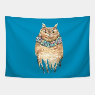 Watercolor Fancy Glamorous Owl Tapestry