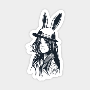 a girl in a rabbit hat Magnet