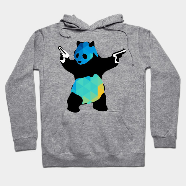 Bansky Panda Guns Abstract Polygon Multi Color Cubism Banksy Panda Guns Hoodie Teepublic