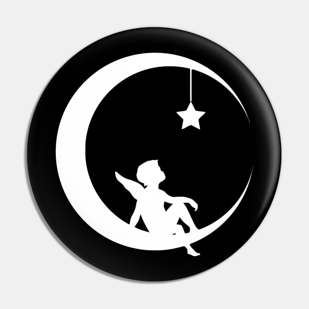 Angel On A Moon Pin by Ramateeshop