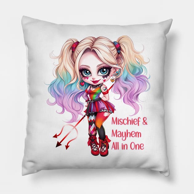 Cute Halloween Punk Girl - Halloween for Girls Pillow by PlayfulPandaDesigns