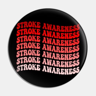 Funny Red Ribbon Brain Attack Awareness Stroke Awareness T-shirt Pin