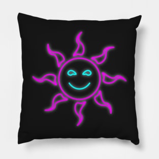 Neon Happy Sun Pillow