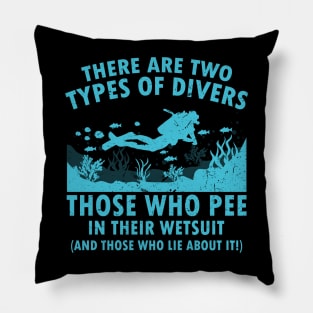 Diver Pee Wetsuit Two Types Vintage Scuba Diving Freediving Pillow