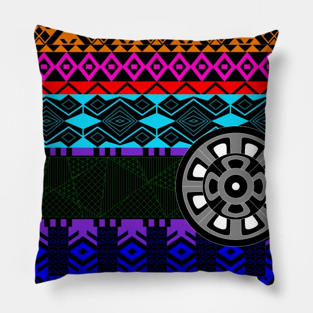 mandala pattern in totonac art in ecopop wallpaper Pillow by jorge_lebeau