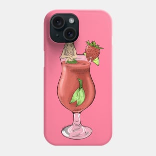 Strawberry Daiquiri Mermaid Cocktail Illustration Phone Case