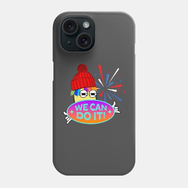 RAINBOW HAIR CARTOON BOY WE CAN DO IT  FUNNY Phone Case by DAZu