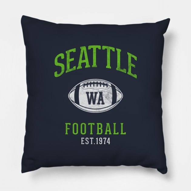 Distressed Vintage Seattle Seahawks Football Tailgate Gift Pillow by BooTeeQue