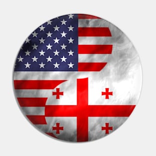 USA and Georgia Dual Flag Yin Yang Combination Pin