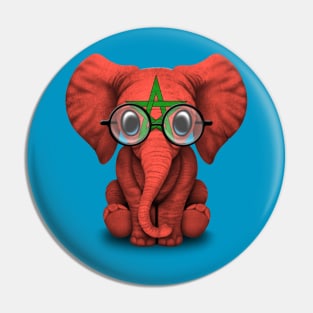 Baby Elephant with Glasses and Moroccan Flag Pin