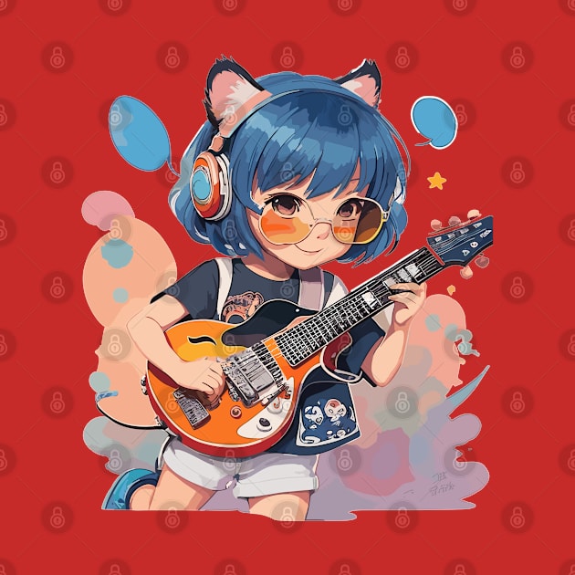 A little girl plays the guitar by CatCoconut-Art