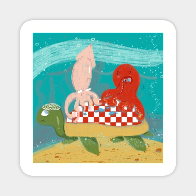 Underwater picnic 🐙🐢 Magnet by Mooseberry1