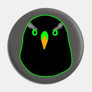 Black Goshawk with green eyes Pin