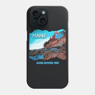 Acadia National Park, Maine - for adventure lover, camping, hiking, outdoor, lighthouse, mountain, waterfall, road trip, Retro vintage comic style design Phone Case