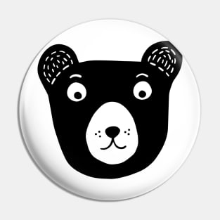 Cute black and white bear illustration Pin