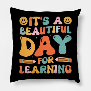 It's A Beautiful Day For Learning Retro Pillow