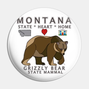 Montana - Grizzly Bear - State, Heart, Home - state symbols Pin