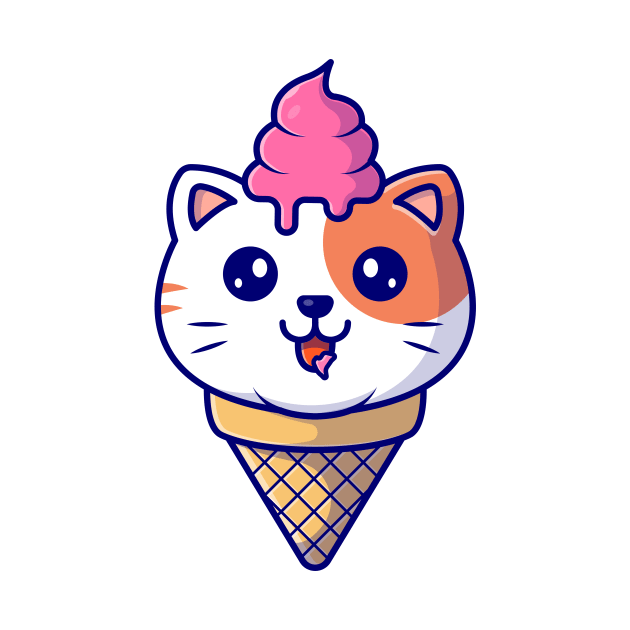 Cute Cat Ice Cream Cone by Catalyst Labs