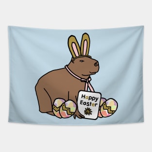 Funny Easter Bunny Ears on Capybara Tapestry