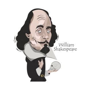 william shakespeare icon frightening cartoon character sketch T-Shirt