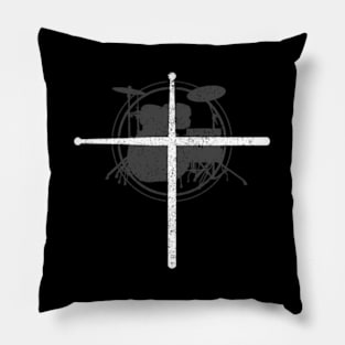 Christian Drummer Drum Sticks Cross Religious Band Pillow