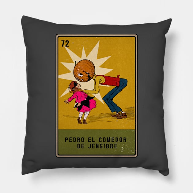 Vintage Loteria Ginger Eater Pillow by Kujo Vintage