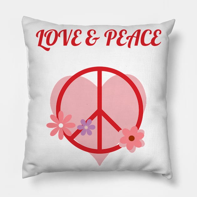 LOVE & PEACE Pillow by zzzozzo